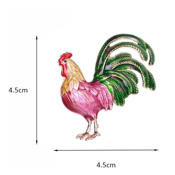 Big Tail Rooster Brooch Pin / Necklace Pendant - Picture 3 of 6